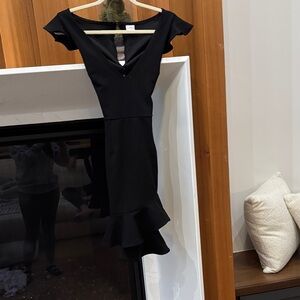 Lulu's Black Mini Dress with Ruffle Hem